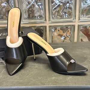 Fashion Nova Black Peep-Toe Stiletto Heels